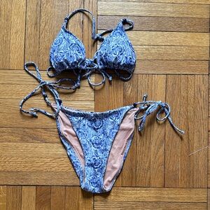 Elegant Blue Paisley Bikini Set